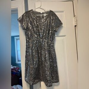 Girl's Silver Sequin Dress